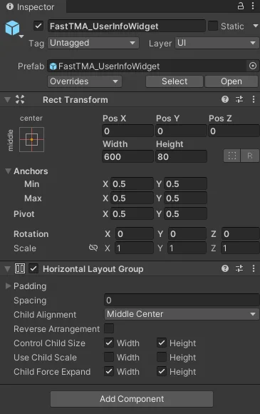 FastTMA_UserInfoWidget Inspector